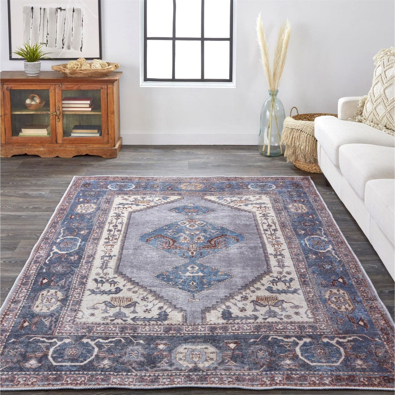 Feizy Home Collection 7.75' x 9.75' Blue Oriential Rectangular Area Throw Rug